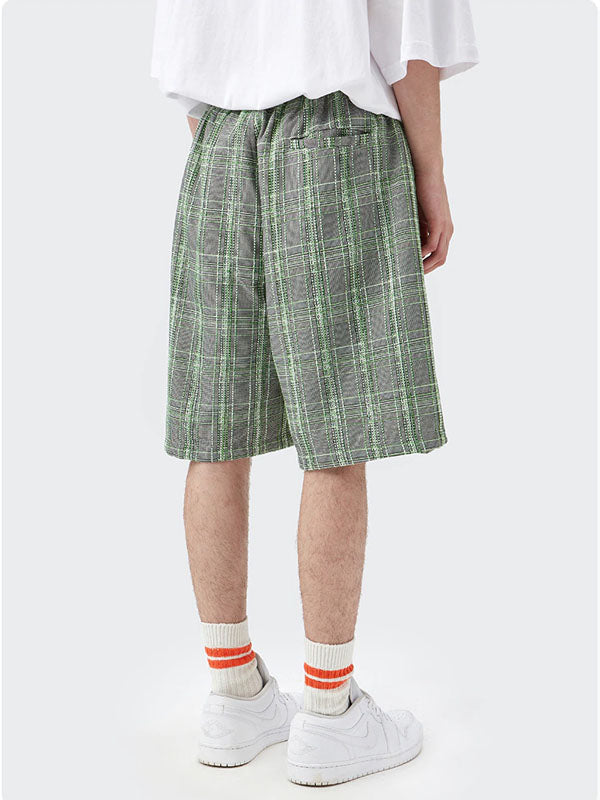 Green Plaid Baggy Shorts 2