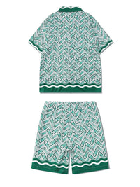 Green Print Shirt & Shorts Set 2