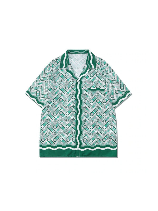 Green Print Short Sleeve Shirt