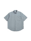 Grey Blue Short Sleeve Shirt with Big Pocket 5