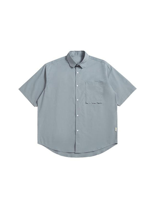 Grey Blue Short Sleeve Shirt with Big Pocket 5