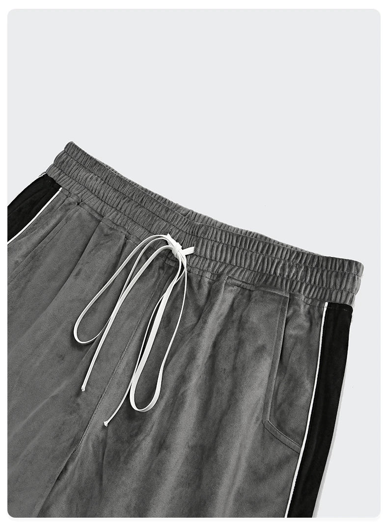 Grey Corduroy Shorts with Black Side Panel 5