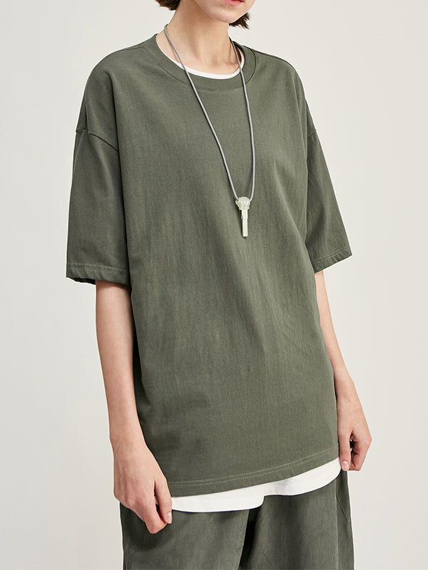 Grey Green Basic Oversized T-Shirt 2
