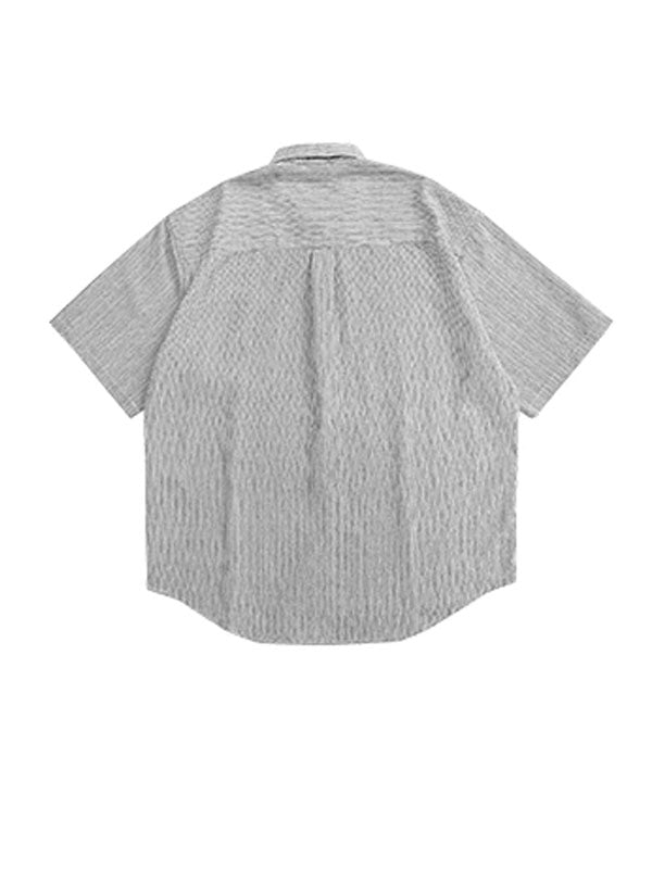 Grey Oversized Linen Short Sleeve Shirt 2