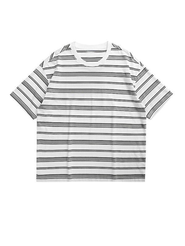 Grey Oversized Striped T-Shirt