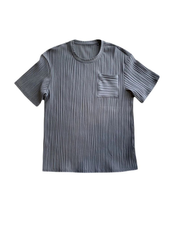 Grey Pleated T-Shirt