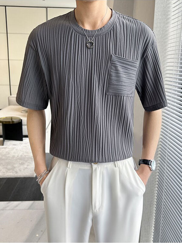 Grey Pleated T-Shirt 3