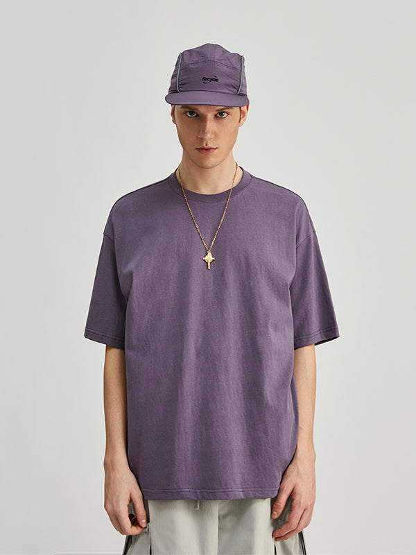 Grey Purple Basic Oversized T-Shirt 2