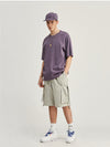 Grey Purple Basic Oversized T-Shirt 3