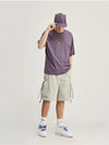 Grey Purple Basic Oversized T-Shirt 4