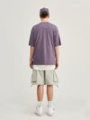 Grey Purple Basic Oversized T-Shirt 5