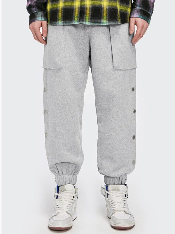 Grey Jogger Pants with Buttons