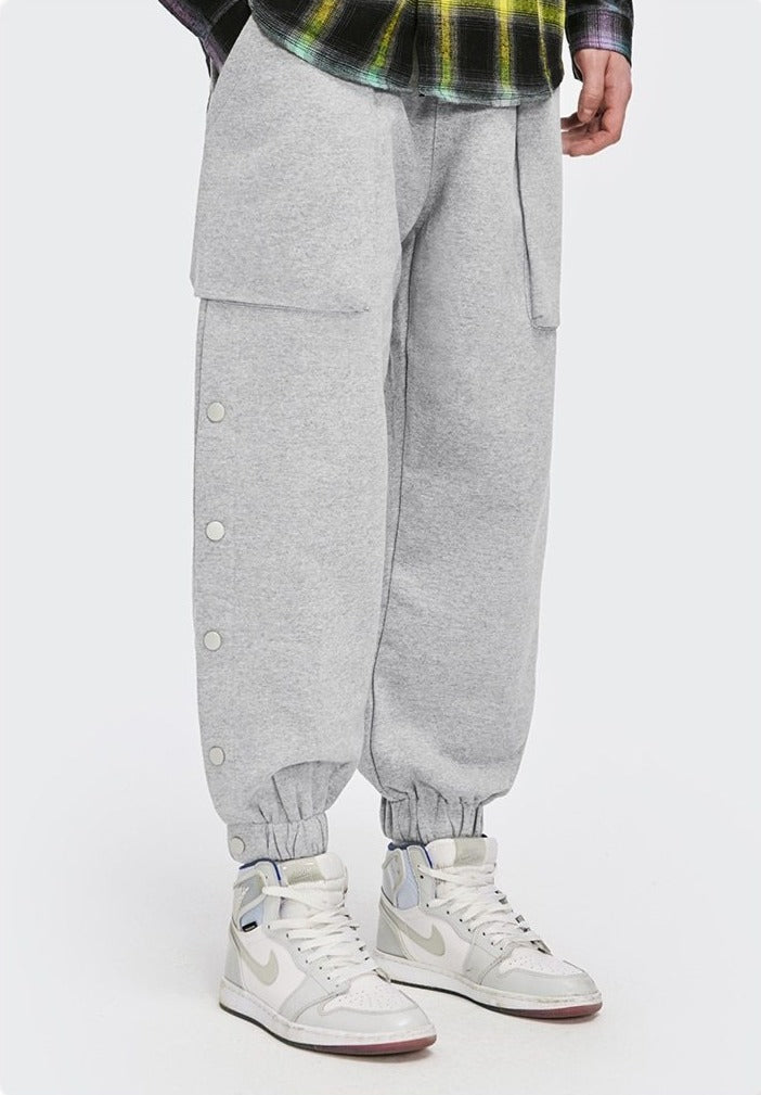 Grey Jogger Pants with Buttons 4