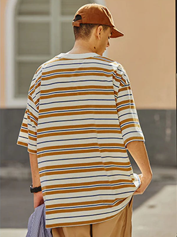Khaki Striped Oversized T-Shirt 4