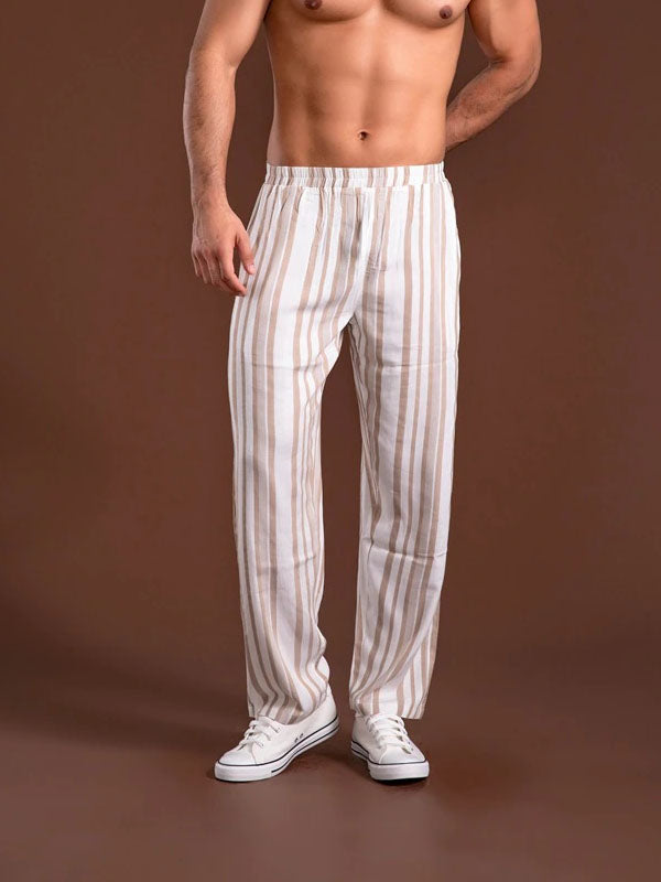 Khaki Striped Pajamas Pants 3
