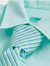 Light Green Short Sleeve Shirt with Striped Tie 3