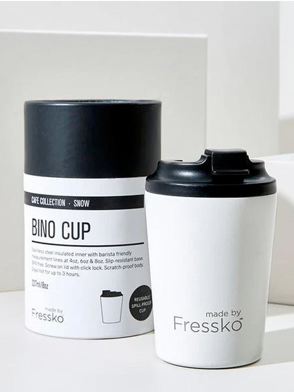 Made by Fressko Bino Sustainable Reusable Coffee Cup in Snow Color (8 Oz)