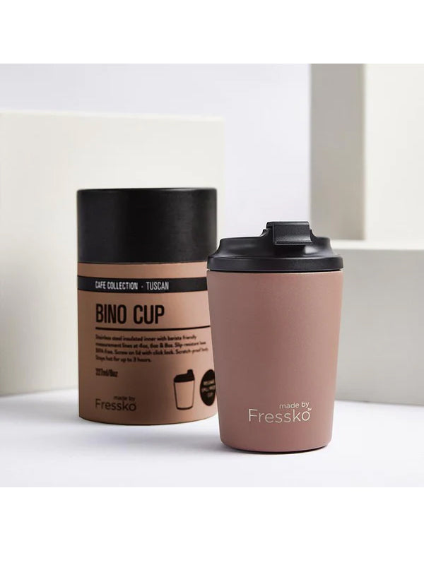 Made by Fressko Bino Sustainable Reusable Coffee Cup in Tuscan Color (8 Oz)