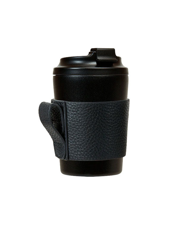 Made by Fressko Bino (8oz) Leather Cup Sleeve in Black Color
