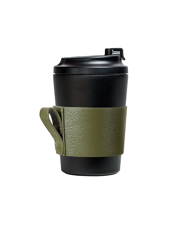 Made by Fressko Bino (8oz) Leather Cup Sleeve in Green Color