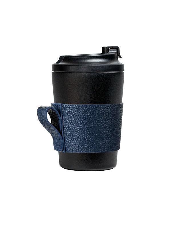 Made by Fressko Bino (8oz) Leather Cup Sleeve in Navy Color