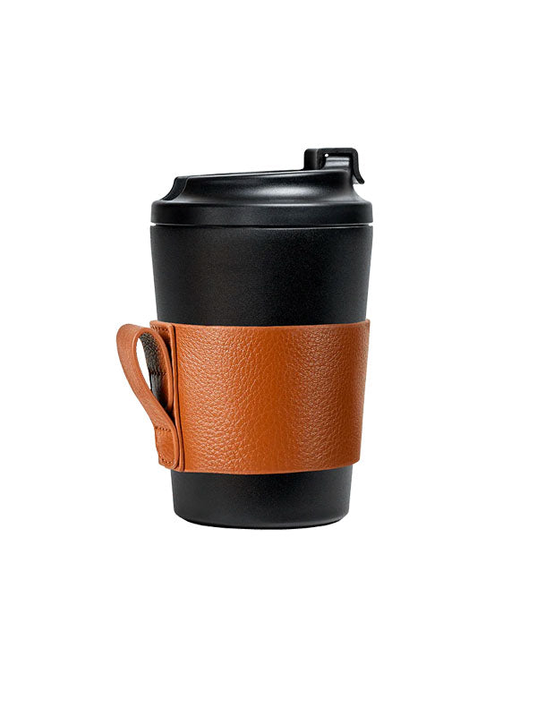 Made by Fressko Bino (8oz) Leather Cup Sleeve in Tan Color