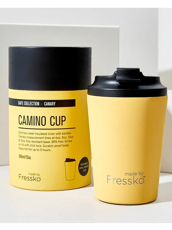 Made by Fressko Camino Sustainable Reusable Coffee Cup in Canary Color (12 Oz) 4