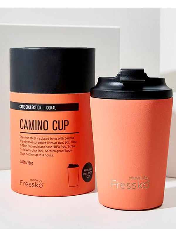 Made by Fressko Camino Sustainable Reusable Coffee Cup in Coral Color (12 Oz) 4