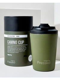Made by Fressko Camino Sustainable Reusable Coffee Cup in Khaki Color (12 Oz) 4