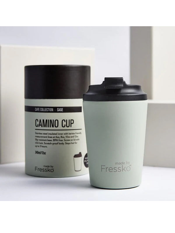 Made by Fressko Camino Sustainable Reusable Coffee Cup in Sage Color (12 Oz)
