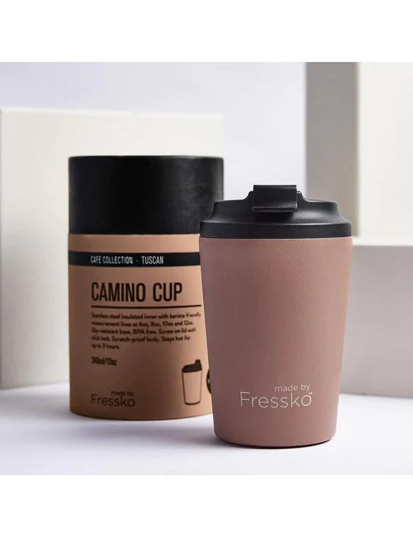 Made by Fressko Camino Sustainable Reusable Coffee Cup in Tuscan Color (12 Oz)