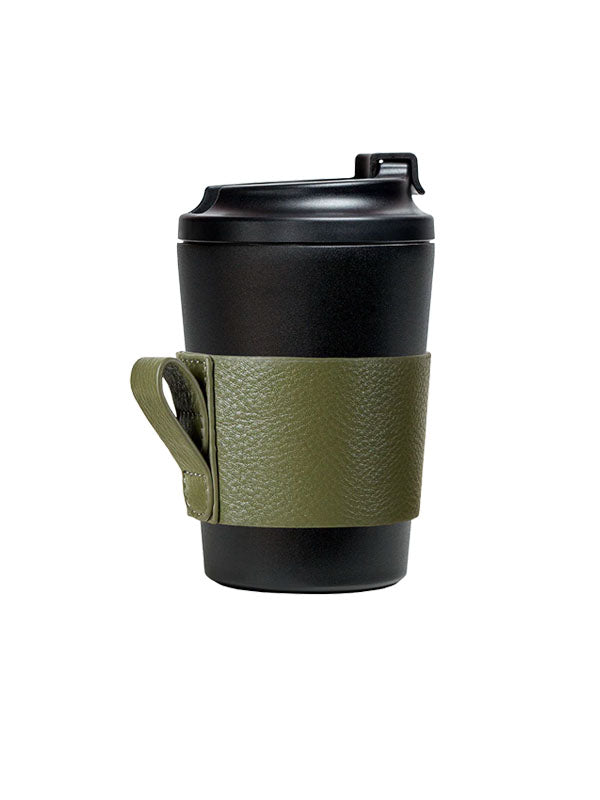 Made by Fressko Camino (12oz) Leather Cup Sleeve in Green Color