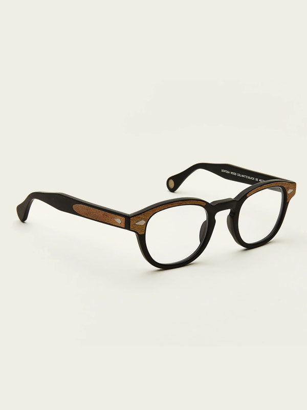 Moscot Lemtosh Optical Glasses in Matte Black/Wood Color