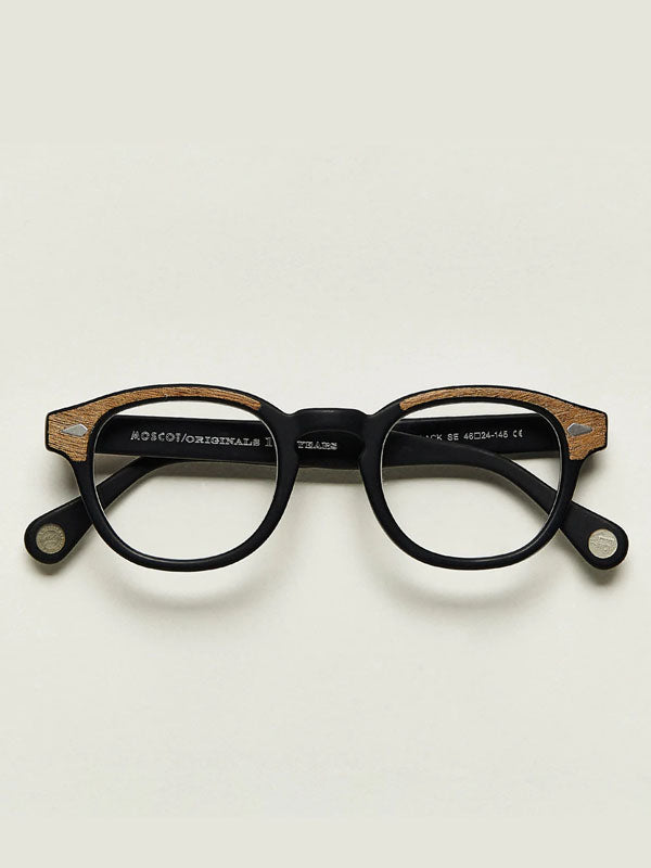 Moscot Lemtosh Optical Glasses in Matte Black/Wood Color 2