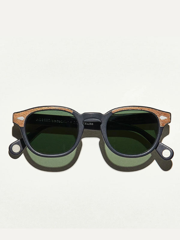 Moscot Lemtosh Sun Sunglasses In Matte Black/Wood Color 2