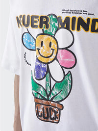 Nevermind Flower Embroidered T-Shirt in White Color 4
