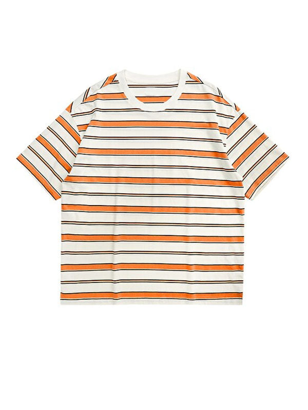 Orange Oversized Striped T-Shirt