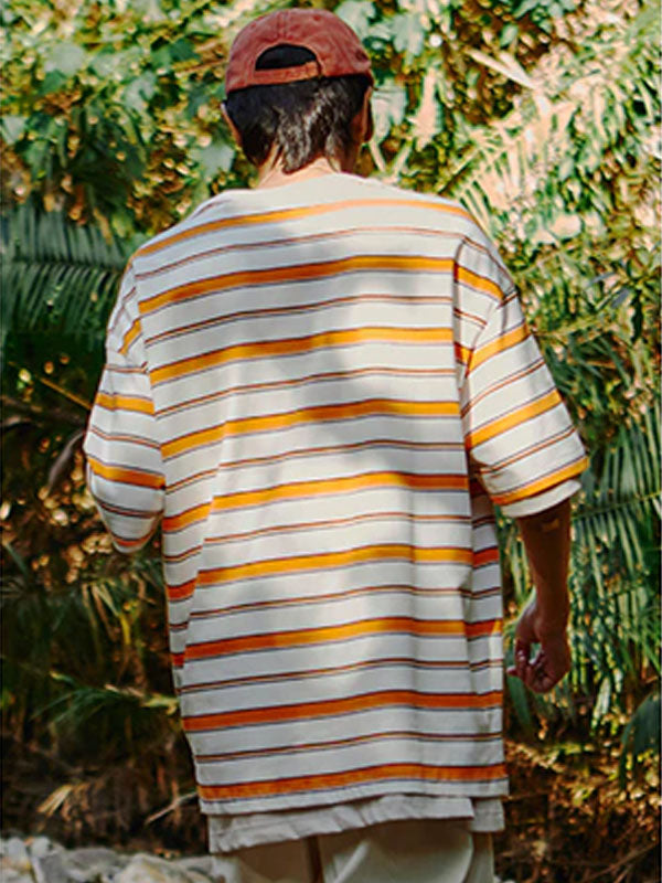 Orange Oversized Striped T-Shirt 4