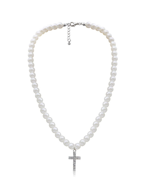 Pearl with Cross Necklace