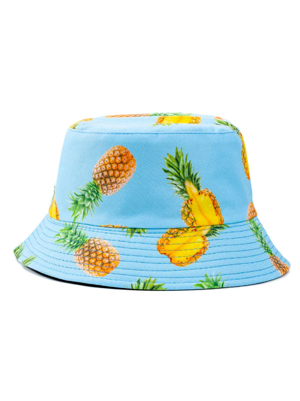 Pineapple Print Blue Bucket Hat