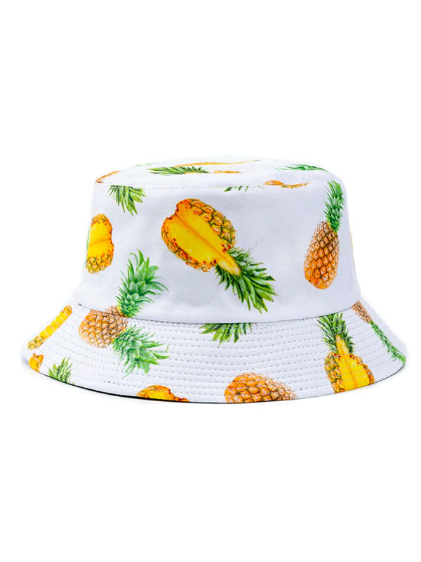 Pineapple Print White Bucket Hat