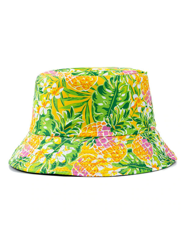 Pineapple Print Yellow Bucket Hat