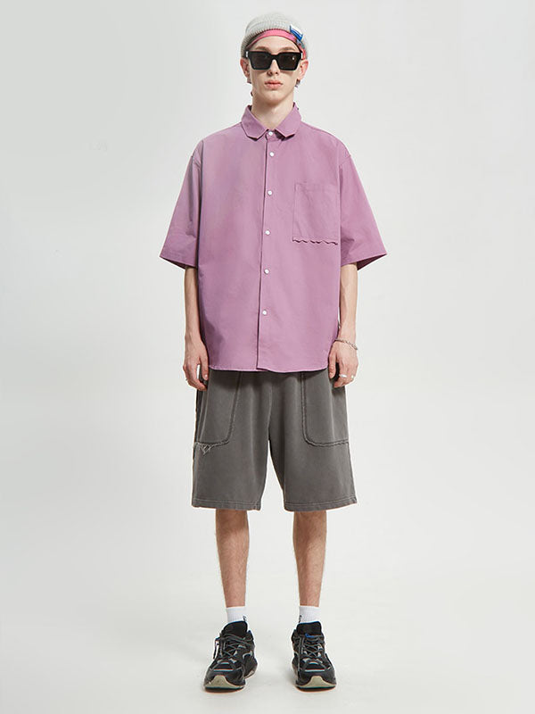 Purple Short Sleeve Shirt with Big Pocket 3