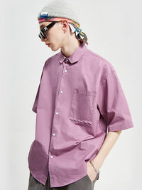 Purple Short Sleeve Shirt with Big Pocket 2