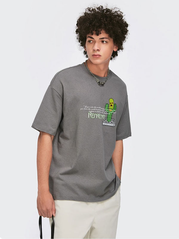 "Represent" Dope Cactus T-shirt in Grey Color 2