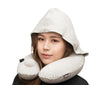Travelmall Inflatable Neck Pillow With Patented Pump and Foldable Hood in Grey Color