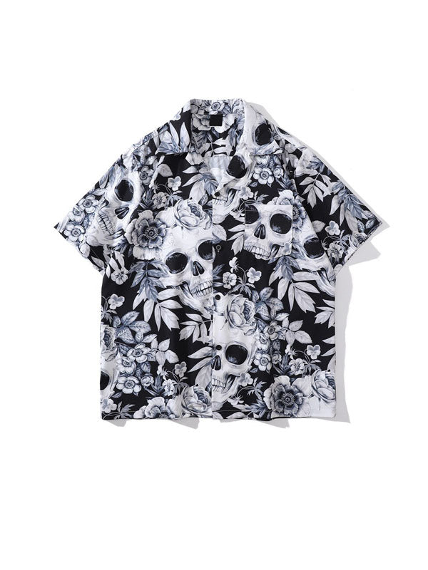Skeleton Flower Print Shirt