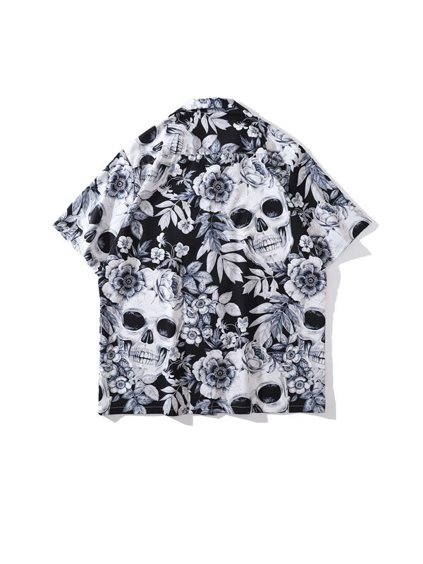 Skeleton Flower Print Shirt 2