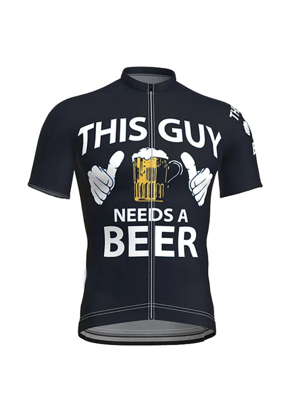 This Guy Need A Beer Short Sleeve Cycling Jersey