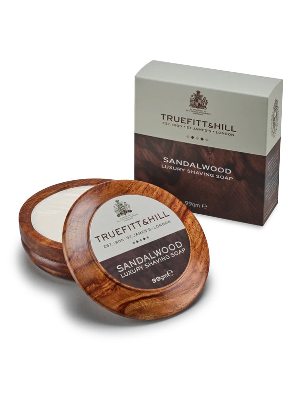 Truefitt & Hill Sandalwood Luxury Shaving Soap In Wooden Bowl